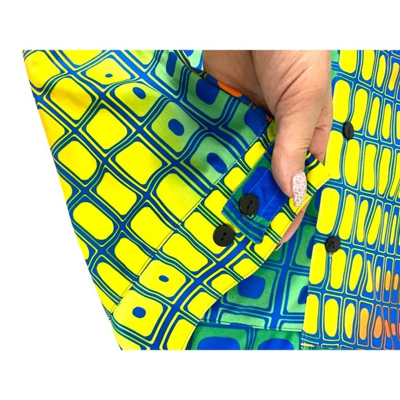 Vintage Bon Homme Button Up XL Wild Retro Psychedelic Geometric Pattern - Picture 8 of 9